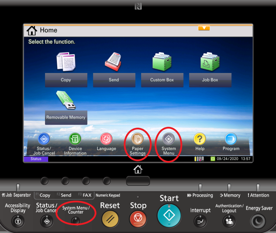 MFP Copier control panel