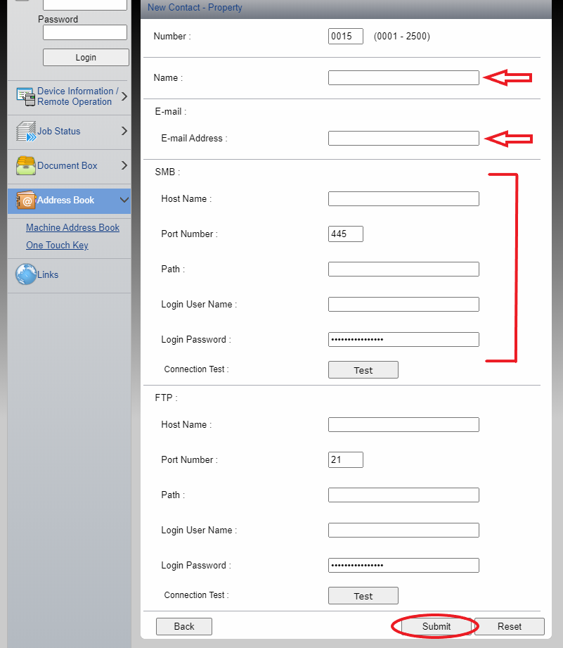 Scan-to-Folder (SMB) | kyocera address book setup