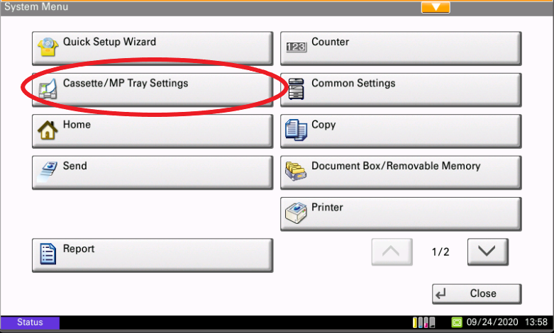 Cassette/MP Tray Settings