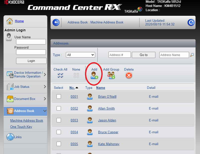 Add User on Command Center RX