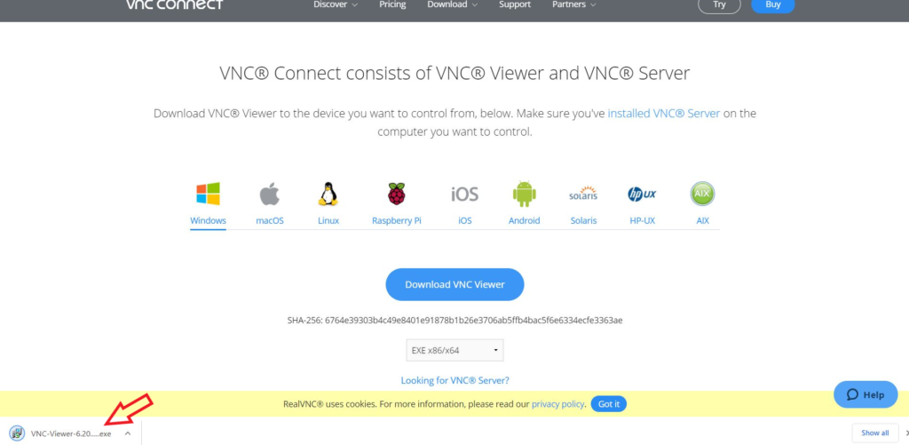 run the VNC Viewer