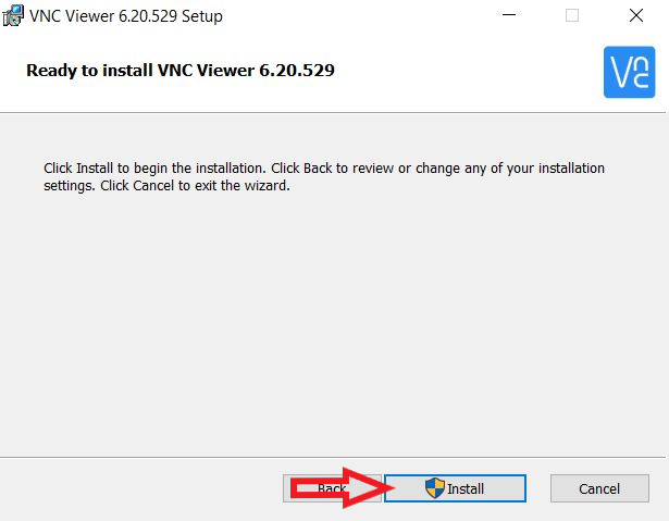 Ready to install VNC Viewer