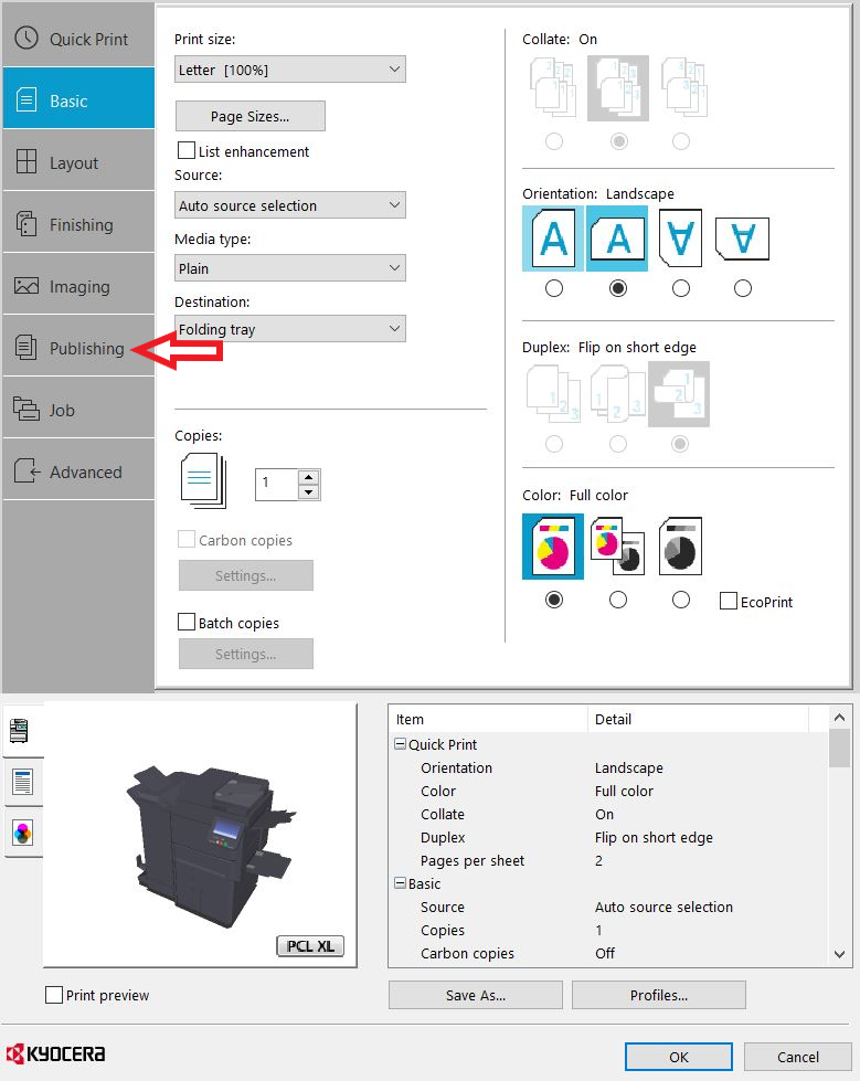 Print Publisher Tab