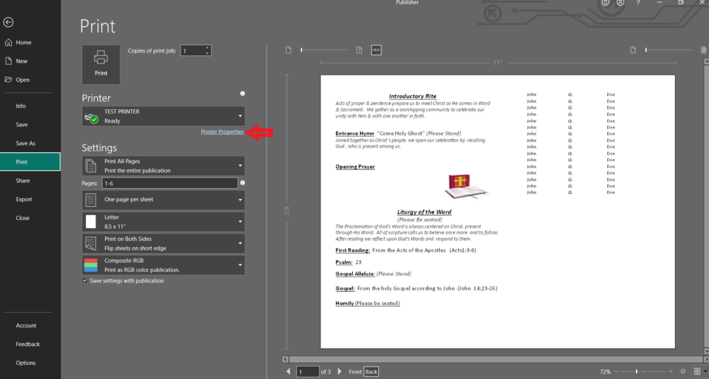 Printer Properties on Kyocera MFP