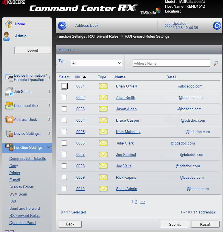 Choose forwarding address