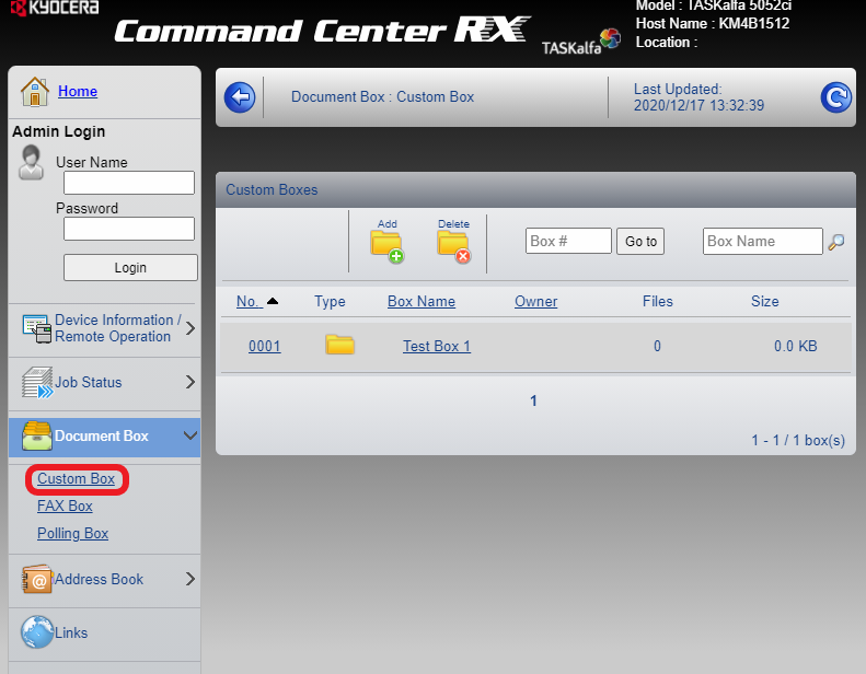 Document Box Command center