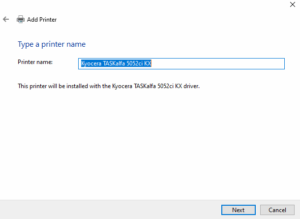 name the printer the same model of print driver