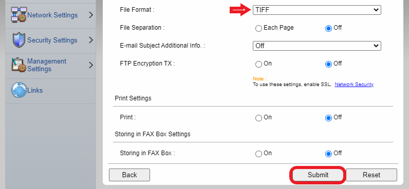 Choose file format