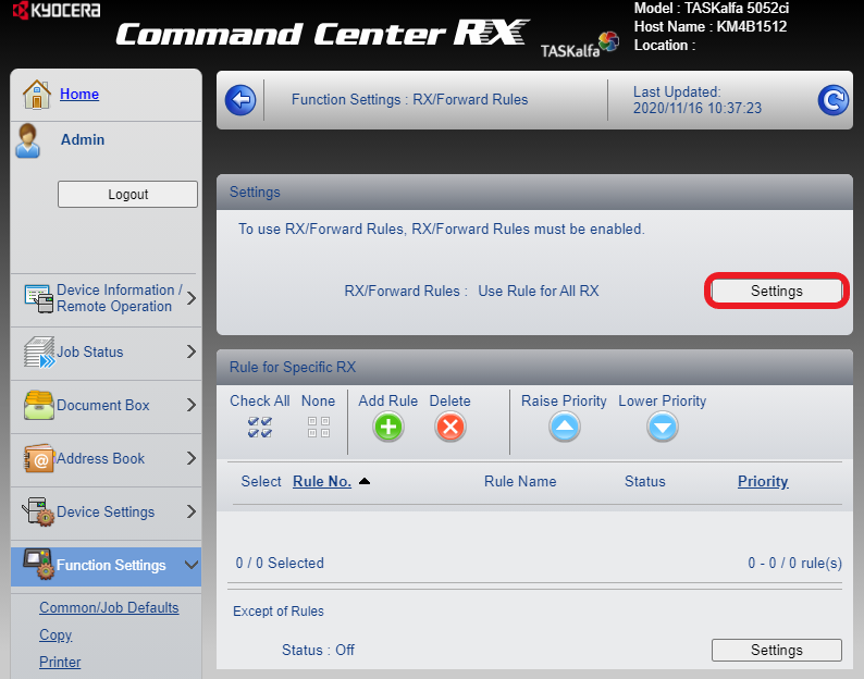 Fax forwarding rules - functions