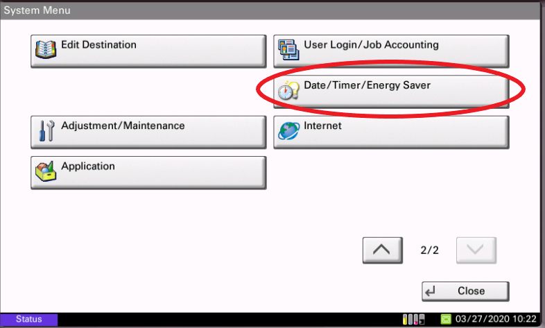 Date/Time/Energy Saver on Kyocera Printer