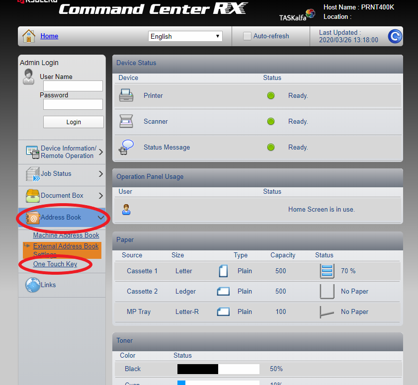 access printer web interface