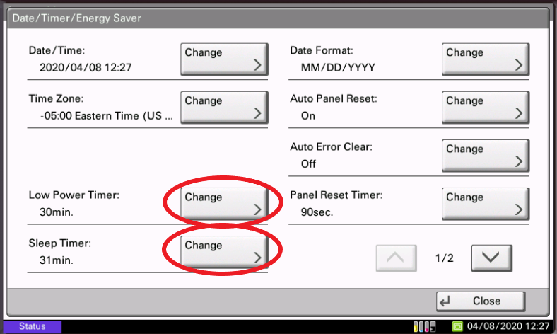 Kyocera Change Energy Saver times