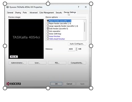 Kyocera Windows 11 Properties