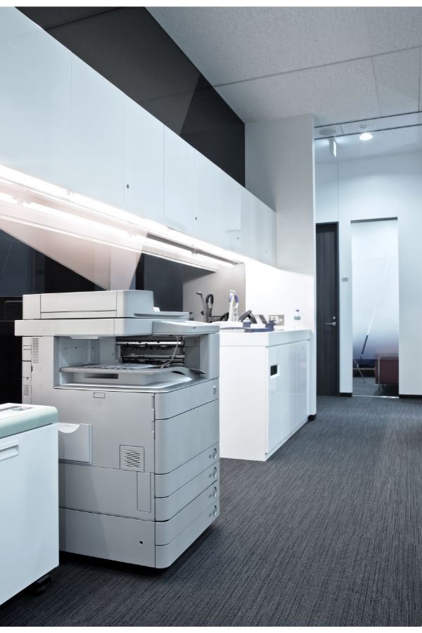 Color laser printer in hallway